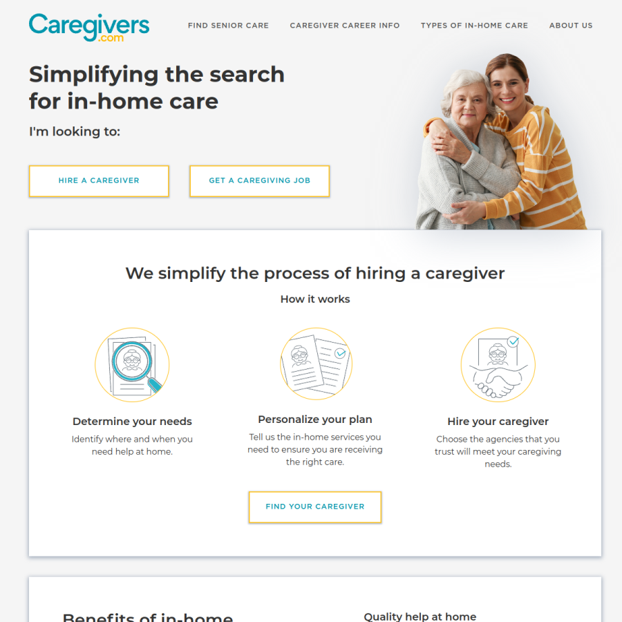 caregivers.com homepage screenshot