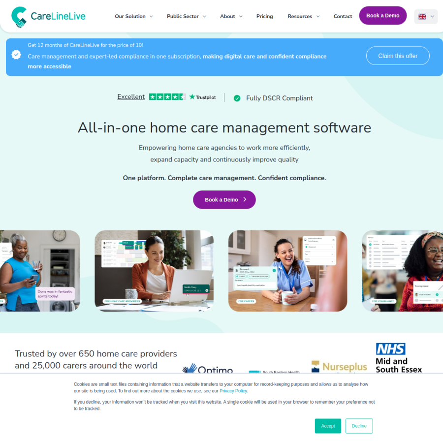 carelinelive.com homepage screenshot