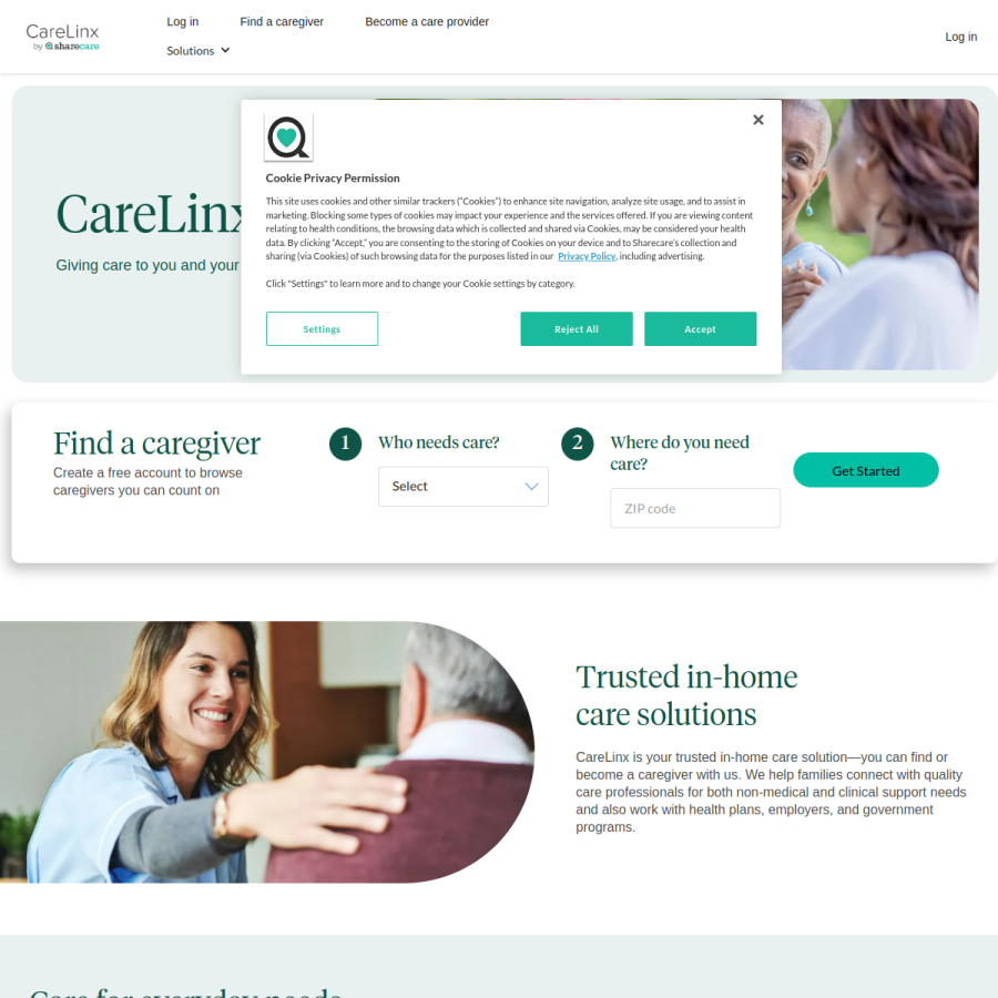 carelinx.com homepage screenshot