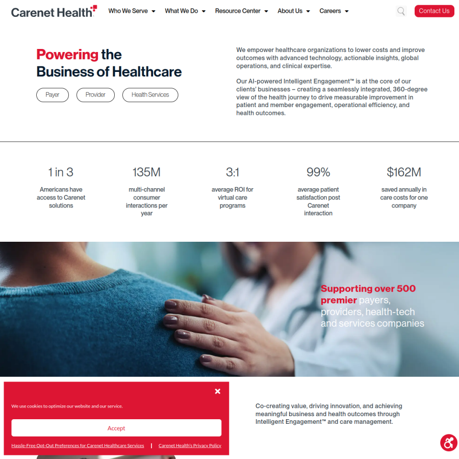 carenethealthcare.com homepage screenshot