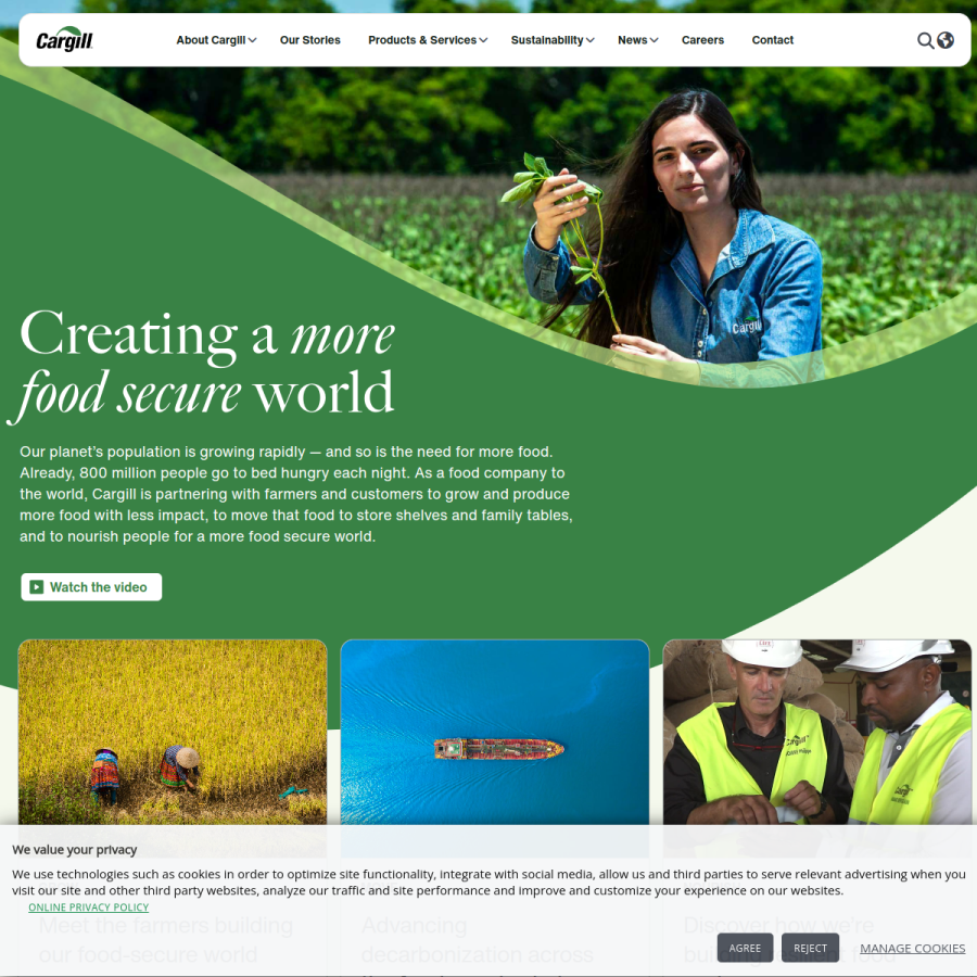 cargill.com homepage screenshot