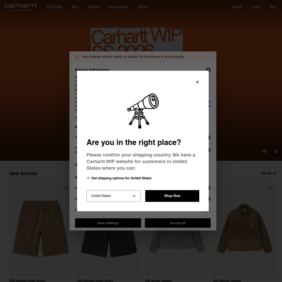 carhartt-wip.com homepage screenshot