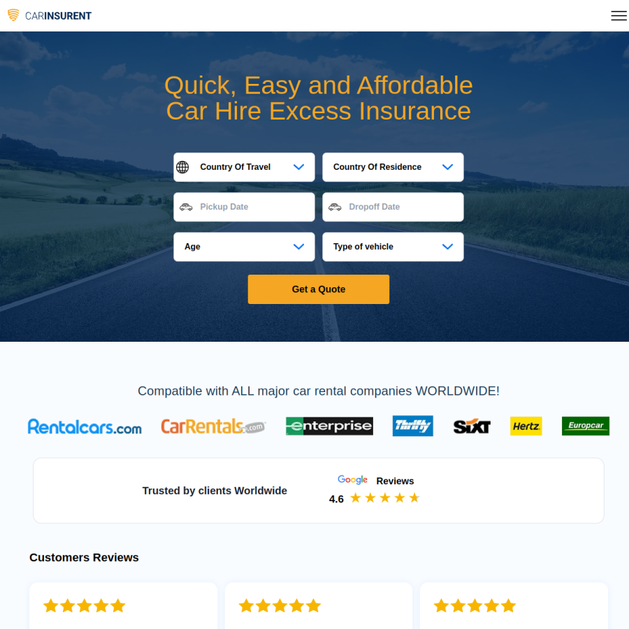 carinsurent.com homepage screenshot
