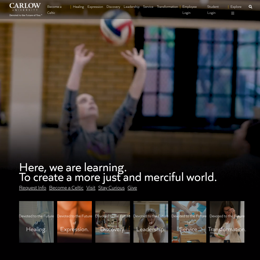carlow.edu homepage screenshot