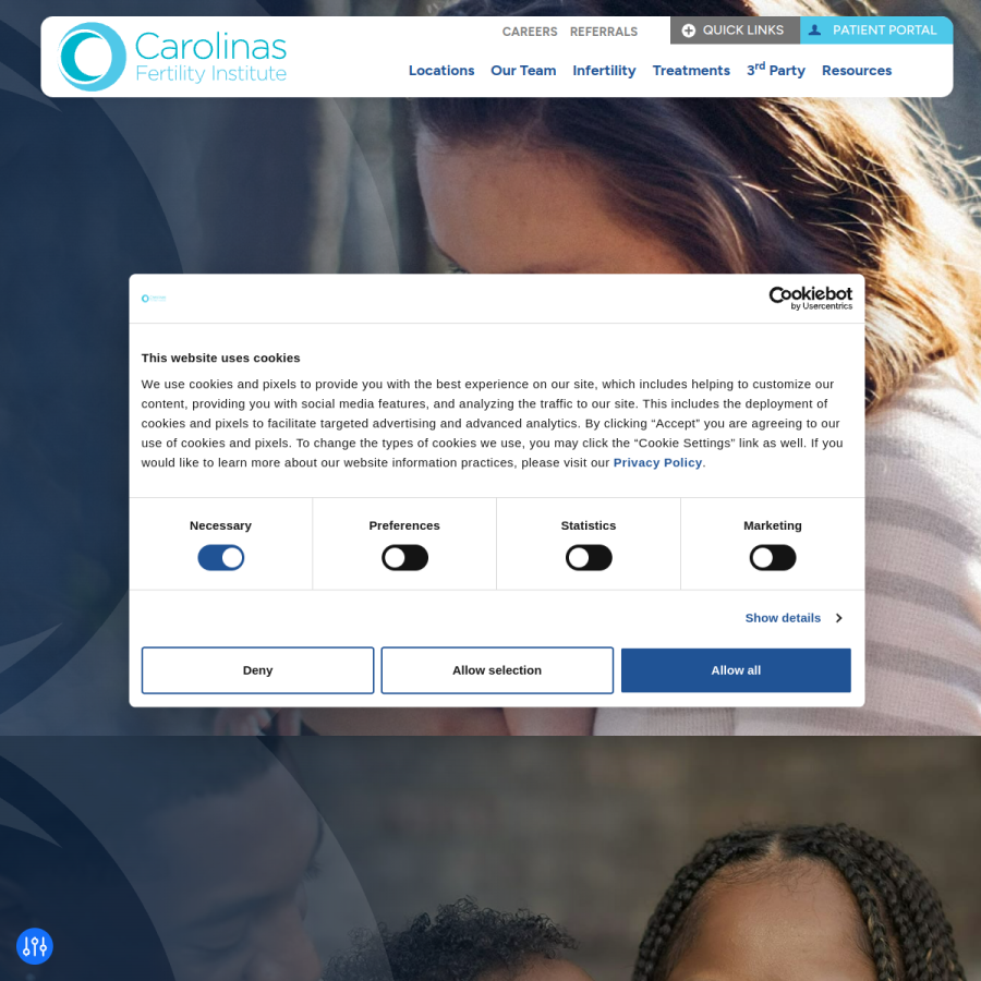 carolinasfertilityinstitute.com homepage screenshot