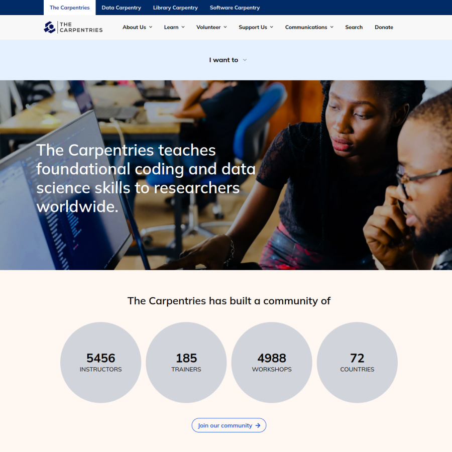 carpentries.org homepage screenshot