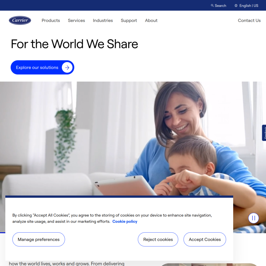 carrier.com homepage screenshot