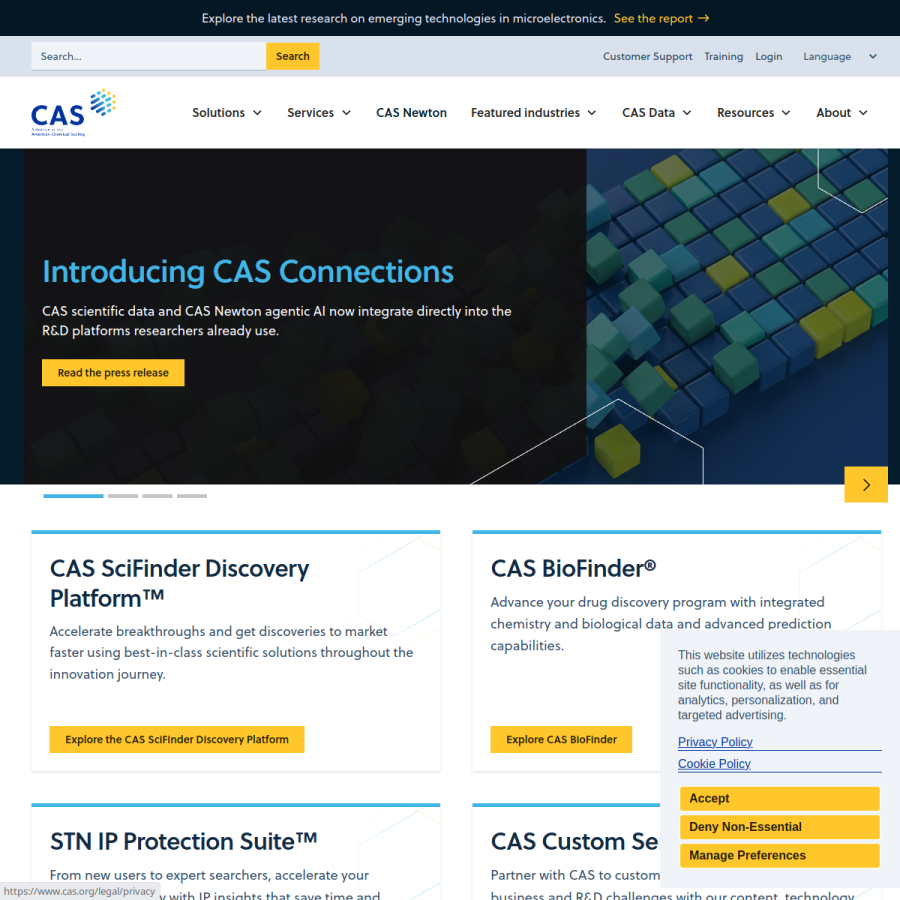 cas.org homepage screenshot