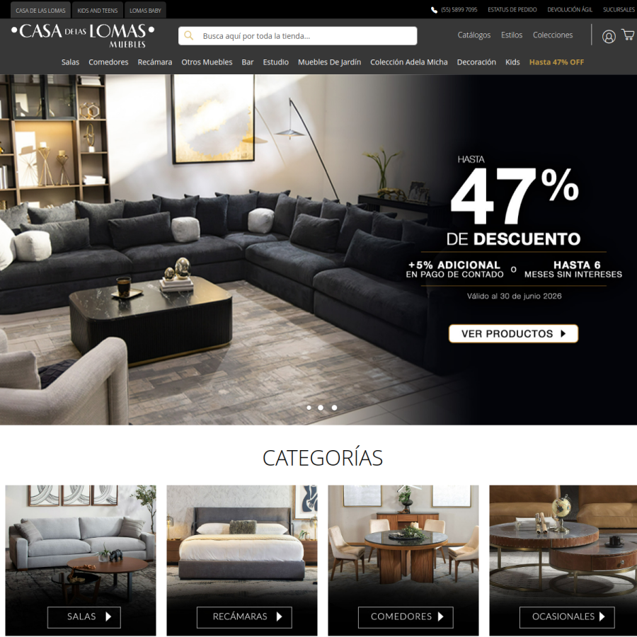 casadelaslomas.com homepage screenshot