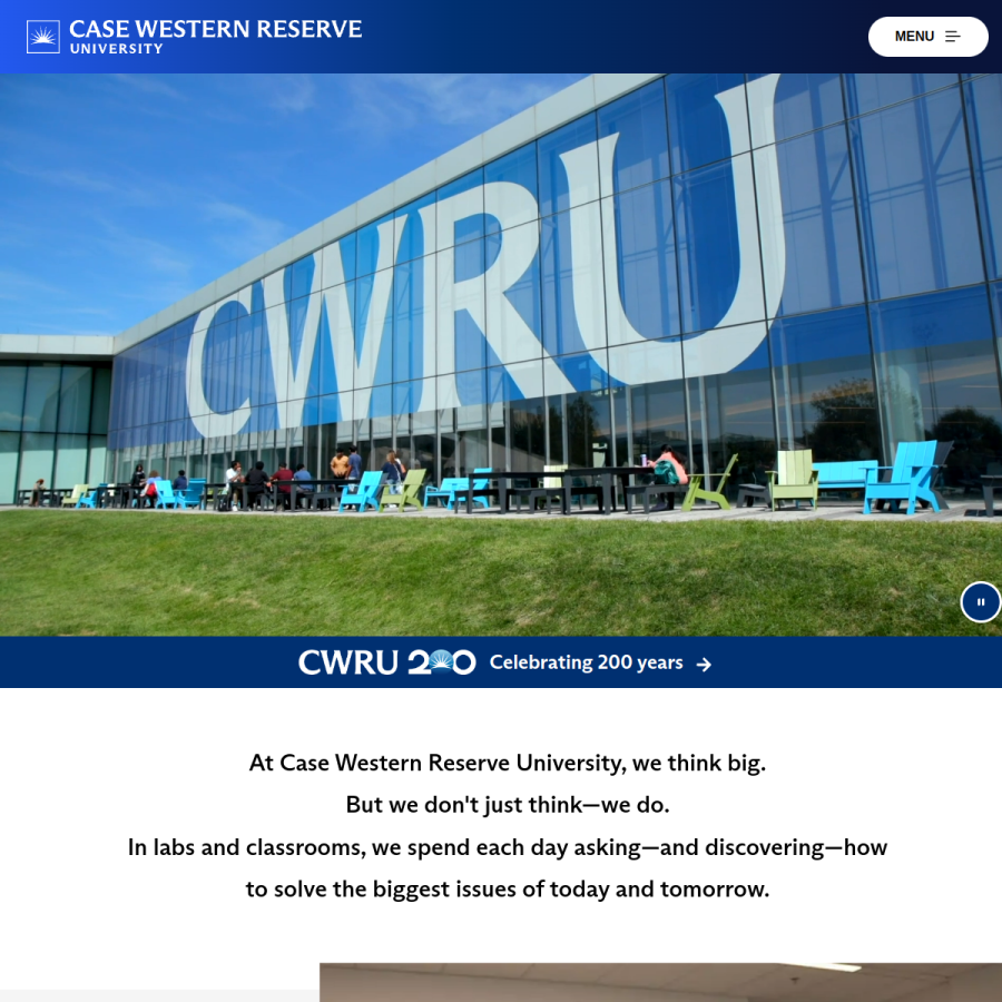 case.edu homepage screenshot