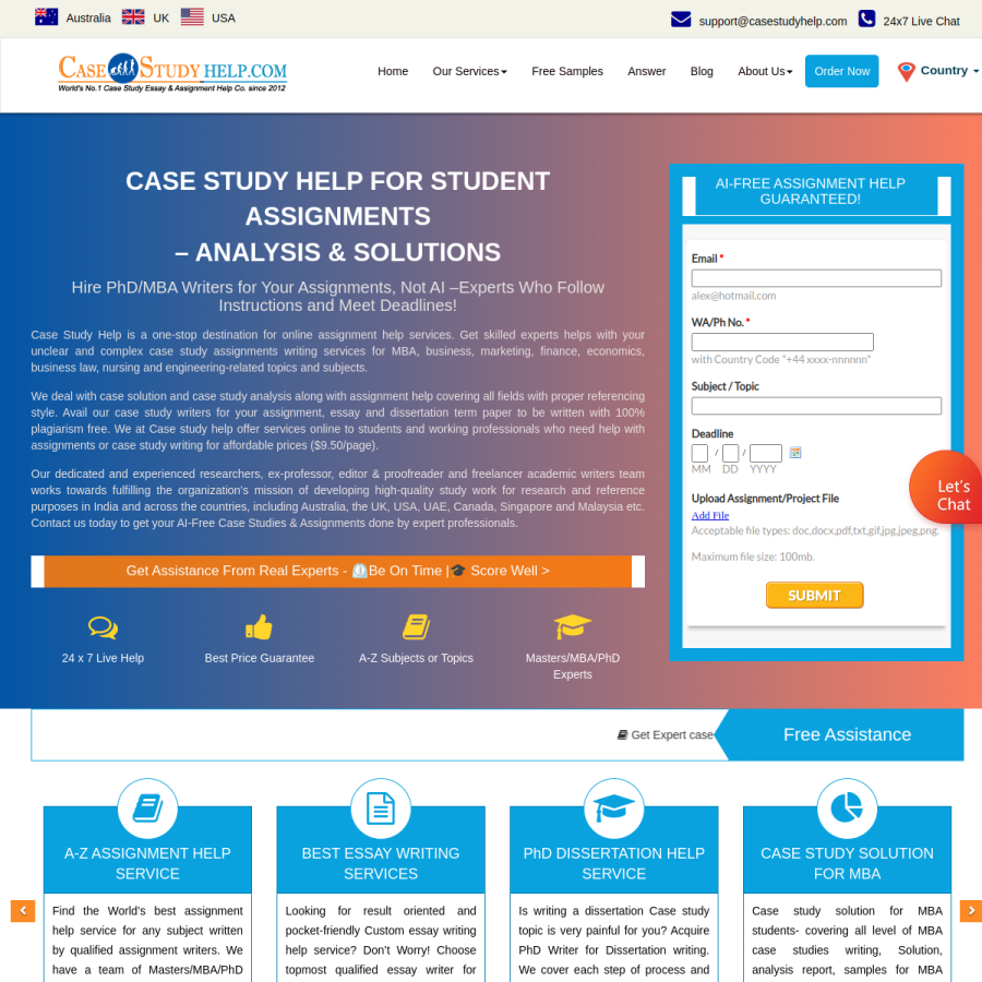 casestudyhelp.com homepage screenshot