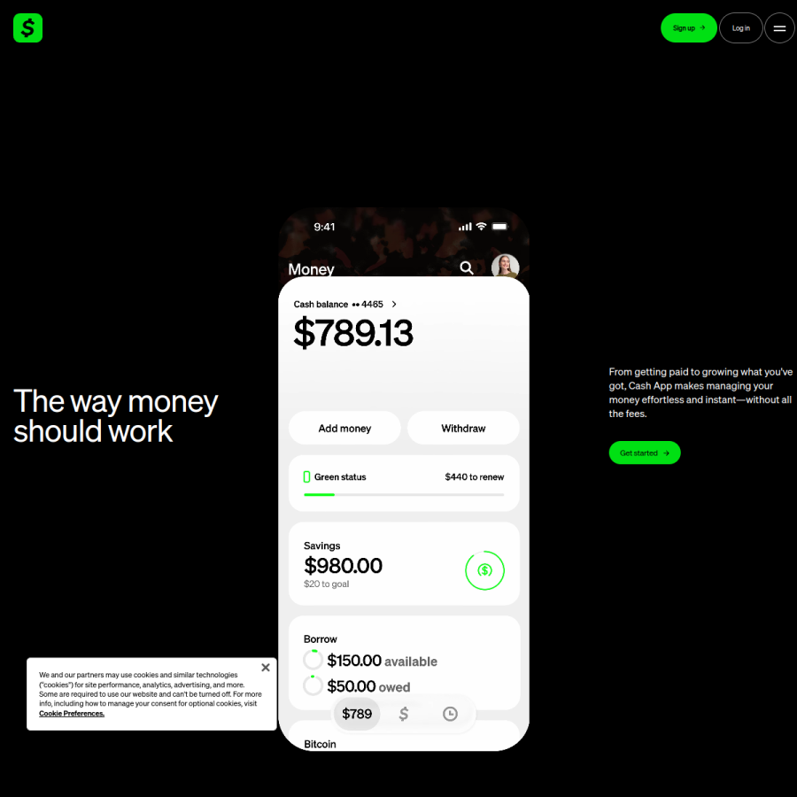 cash.app homepage screenshot