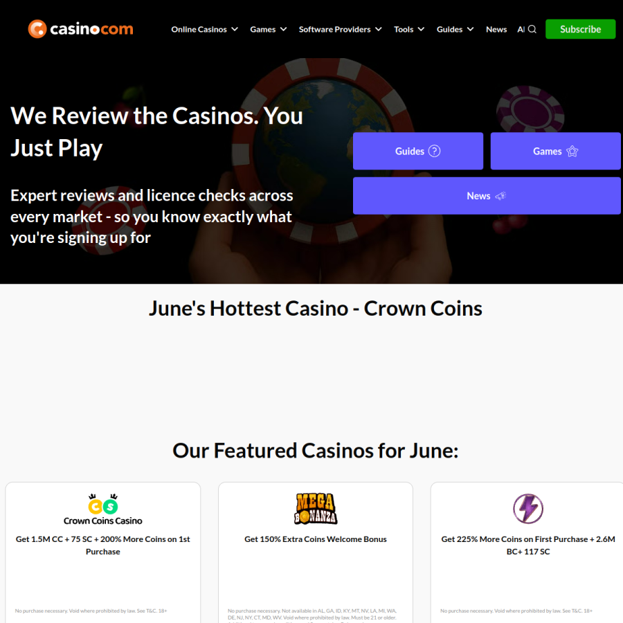 casino.com homepage screenshot