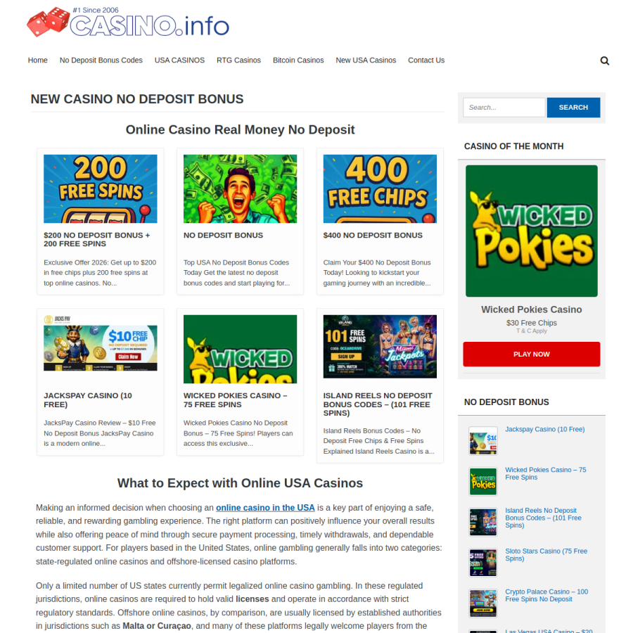 casino.info homepage screenshot