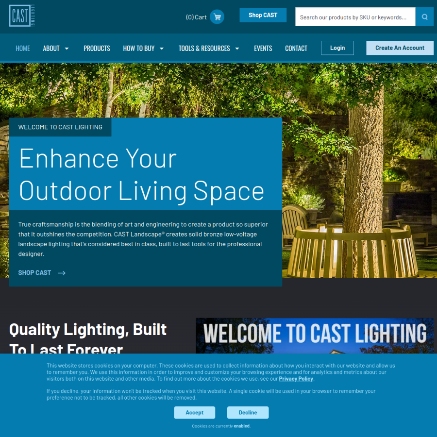 cast-lighting.com homepage screenshot