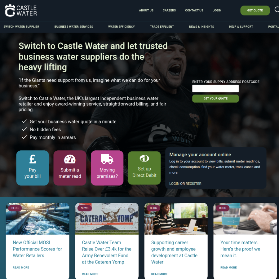 castlewater.co.uk homepage screenshot