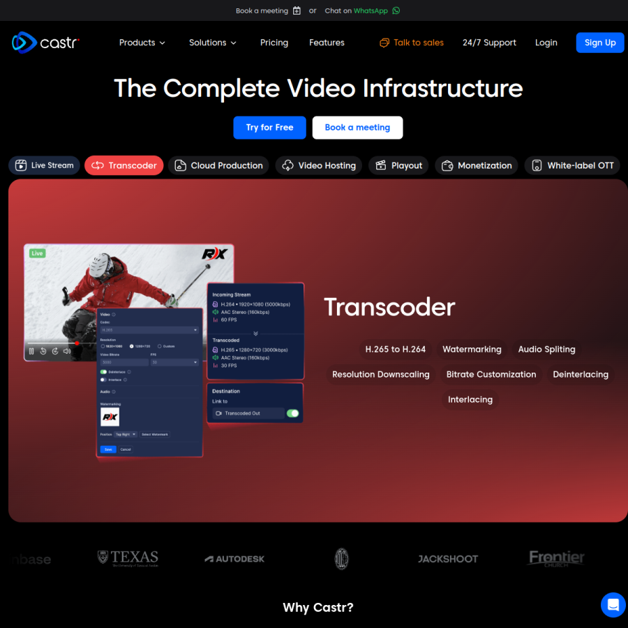 castr.com homepage screenshot