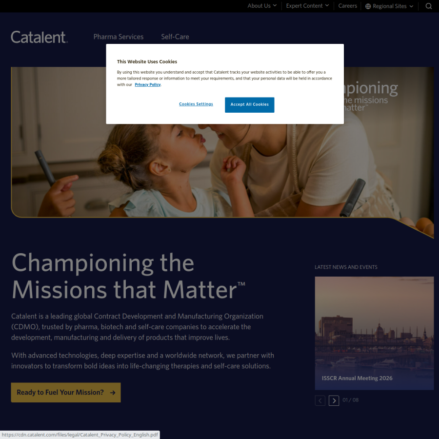 catalent.com homepage screenshot