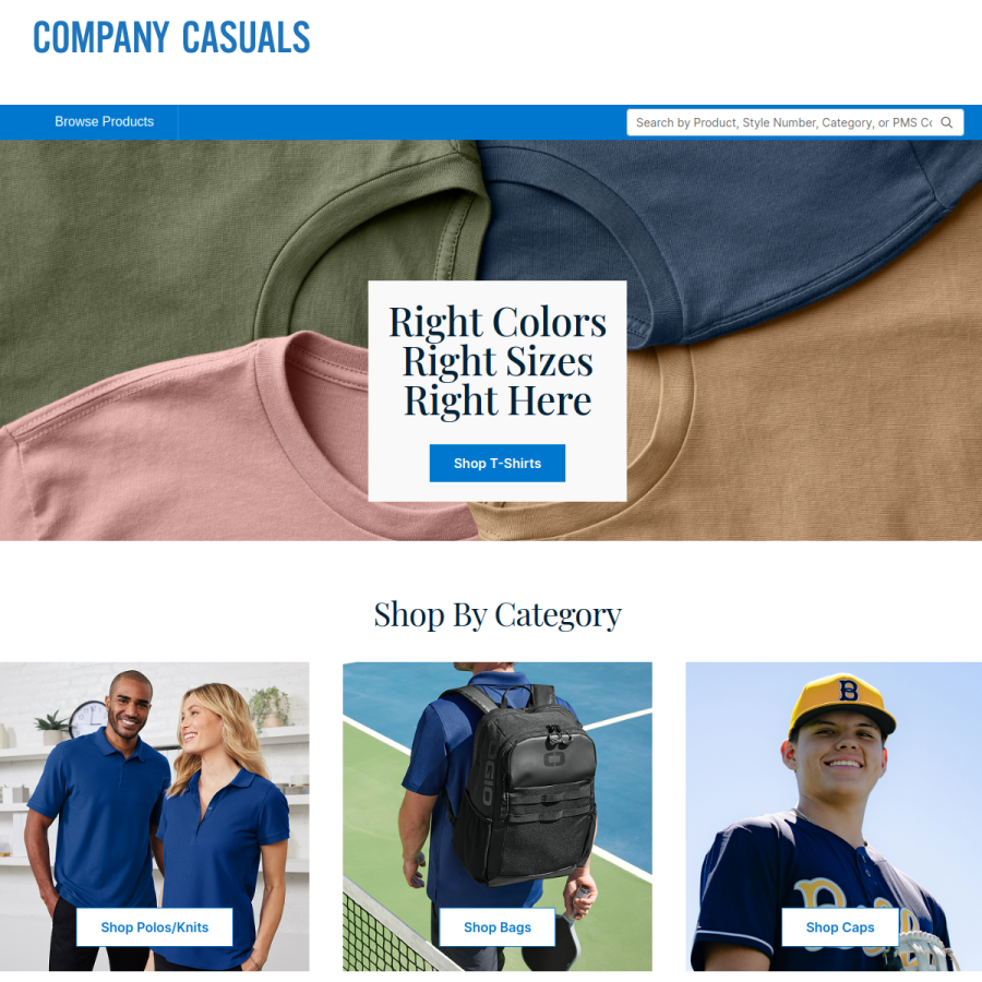 catalog.companycasuals.com homepage screenshot