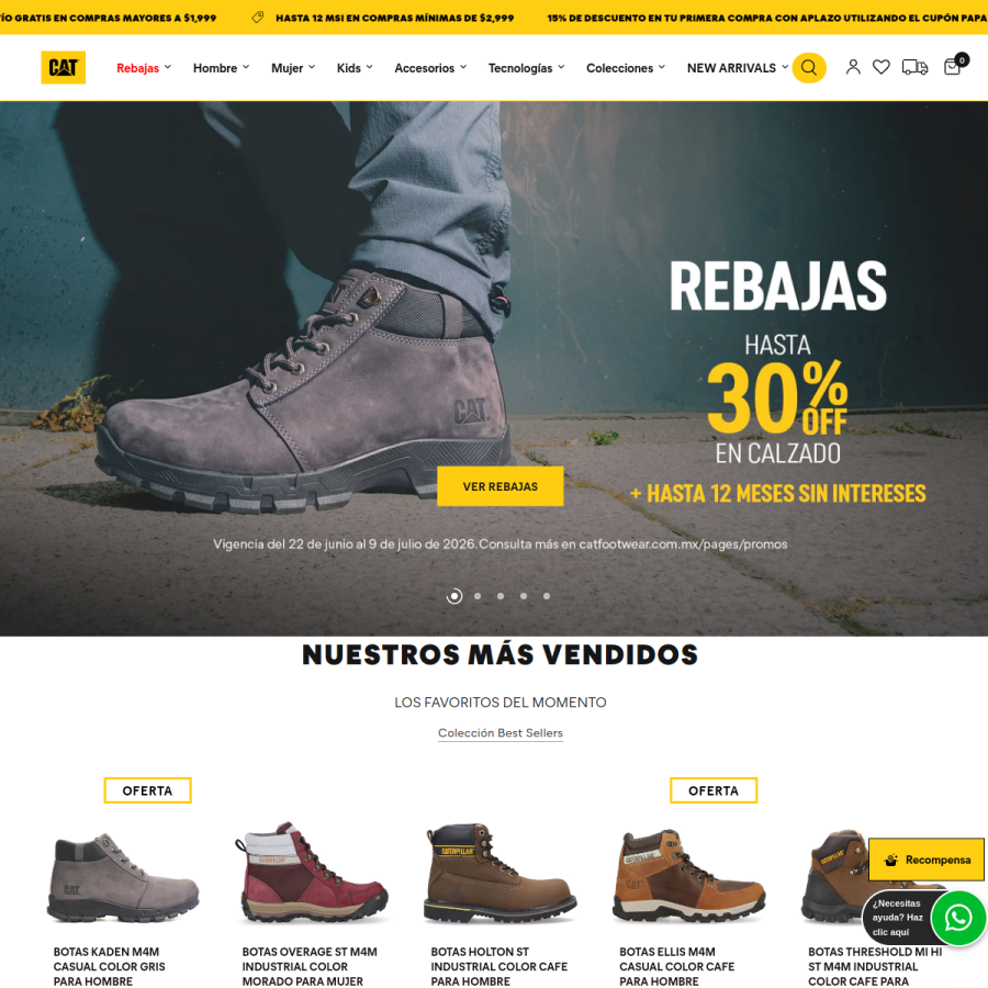 catfootwear.com.mx homepage screenshot