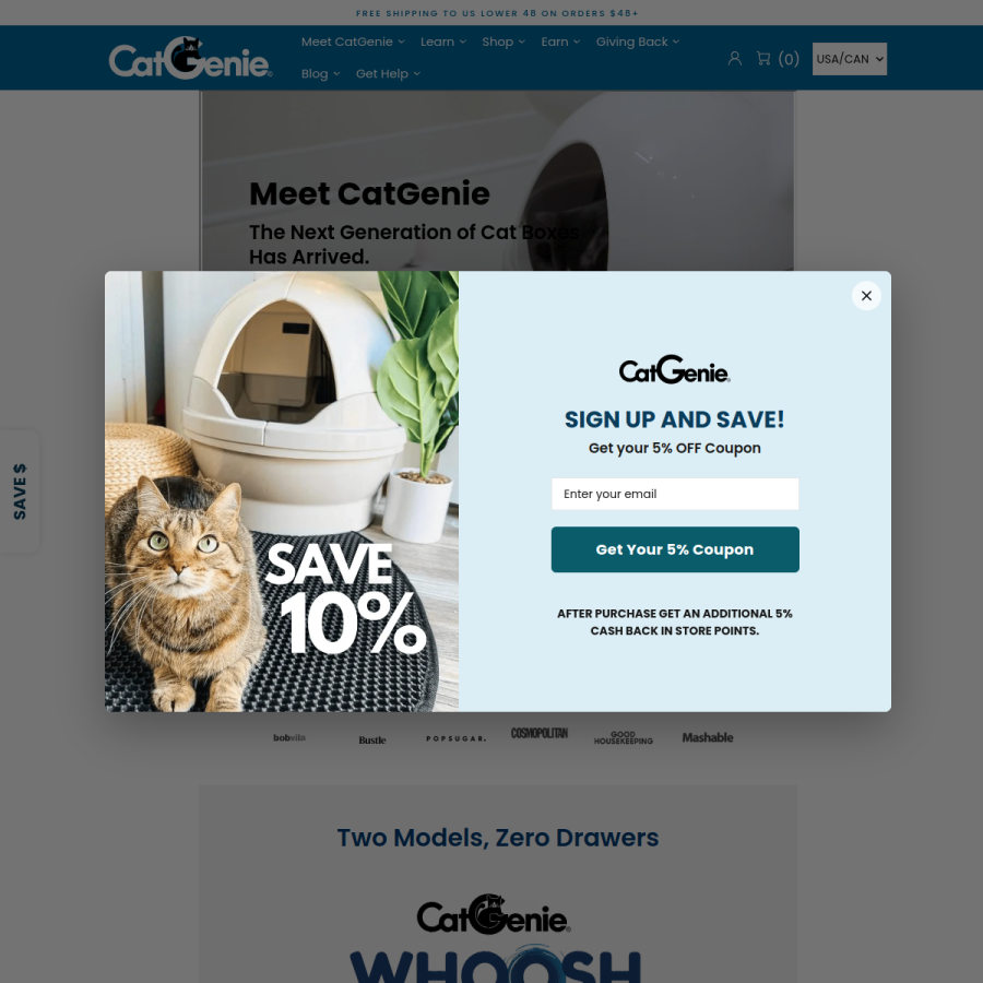 catgenie.com homepage screenshot