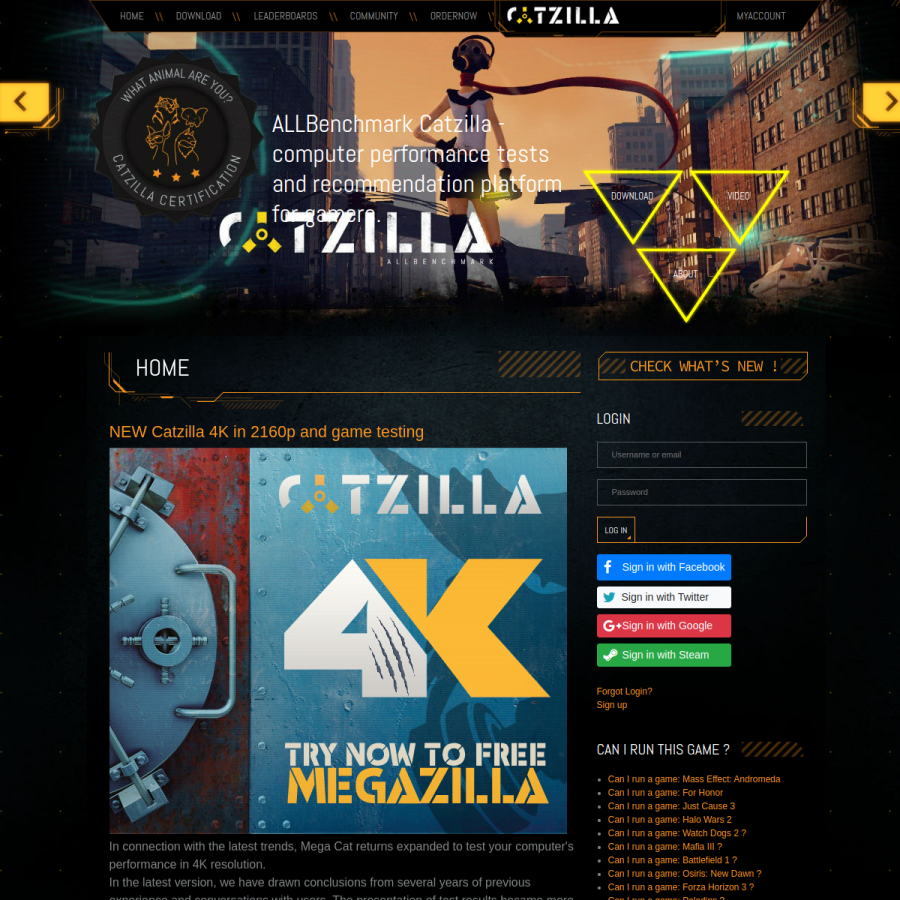 catzilla.com homepage screenshot