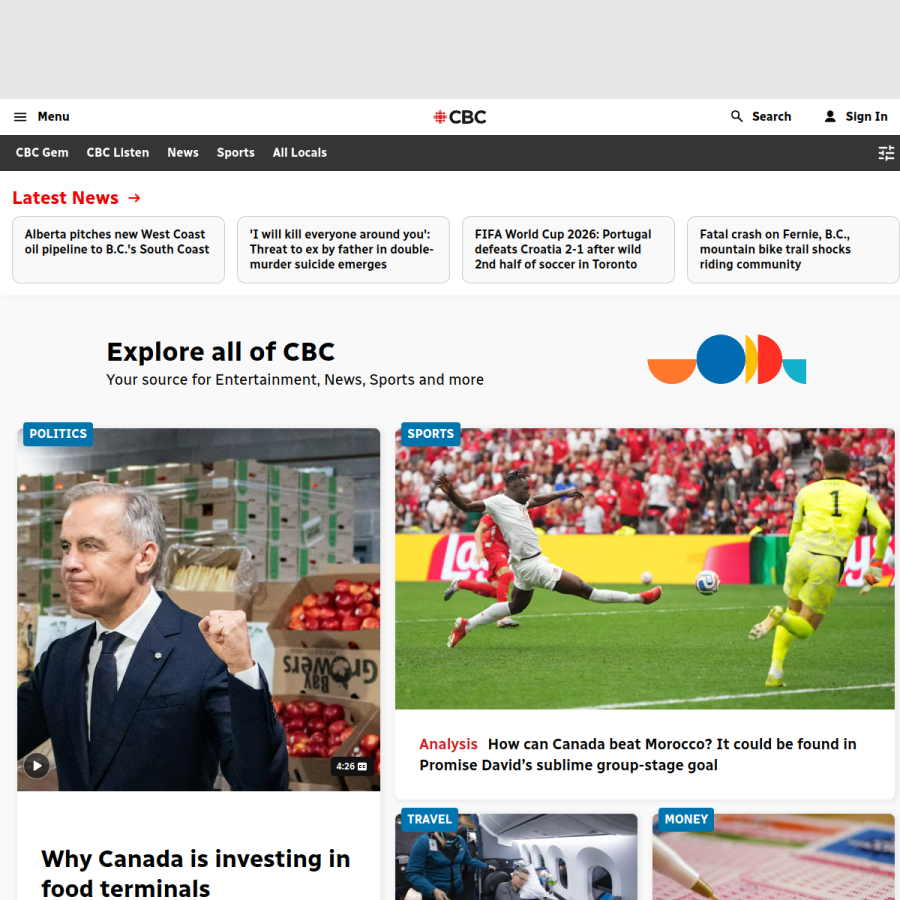 cbc.ca homepage screenshot