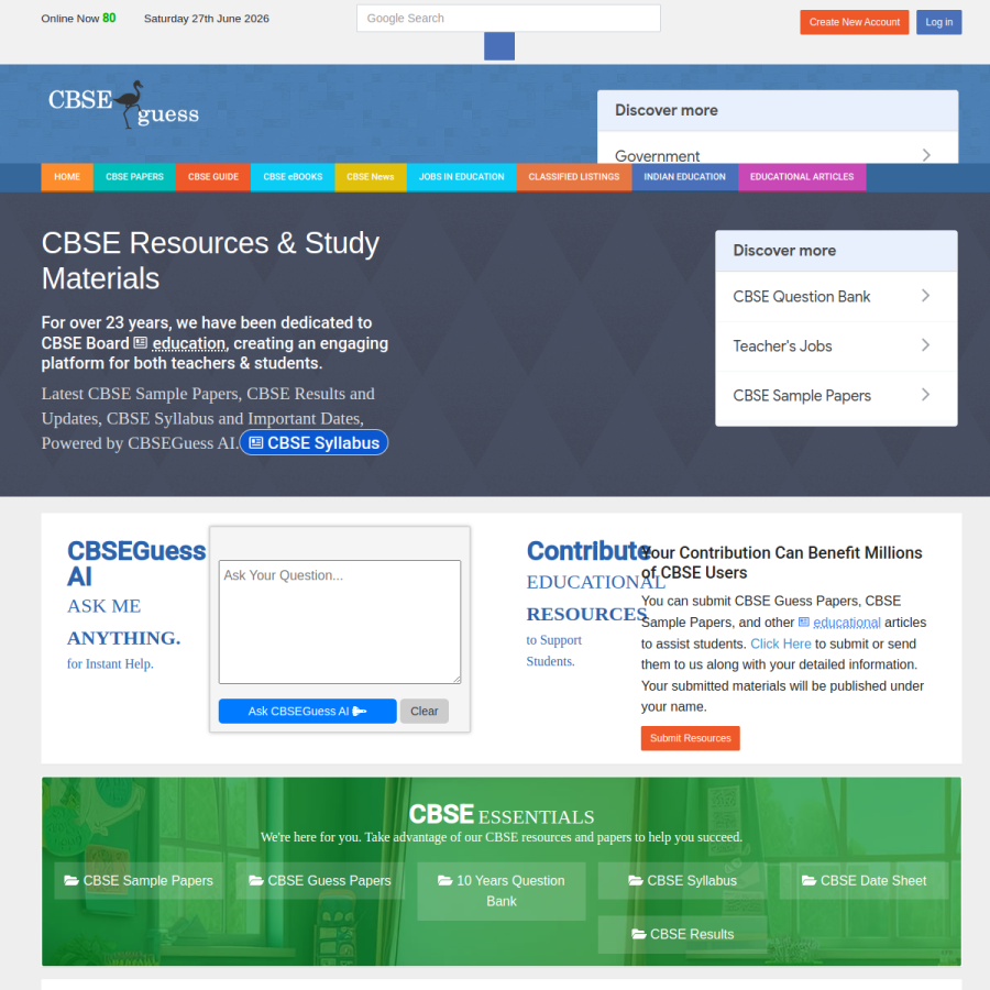 cbseguess.com homepage screenshot