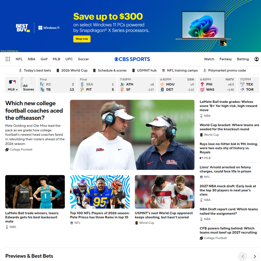 cbssports.com homepage screenshot