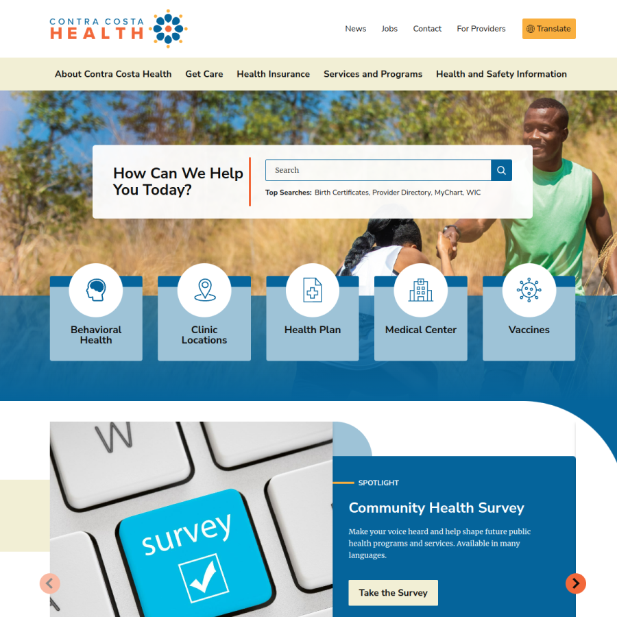 cchealth.org homepage screenshot