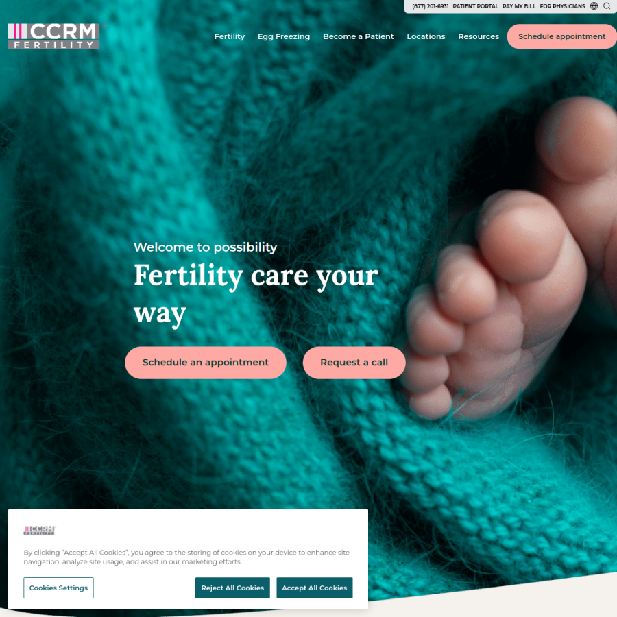 ccrmivf.com homepage screenshot