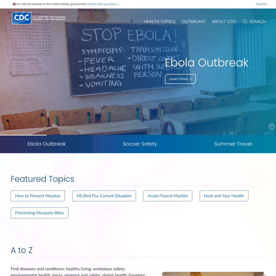 cdc.gov homepage screenshot