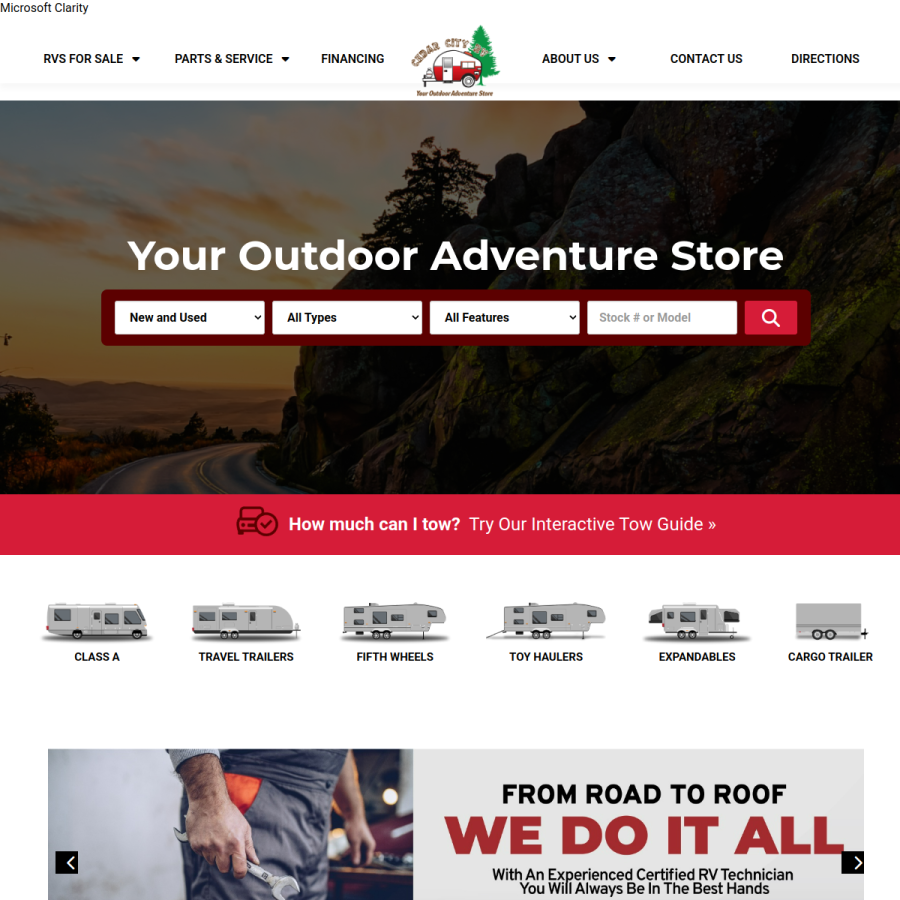 cedarcityrv.com homepage screenshot