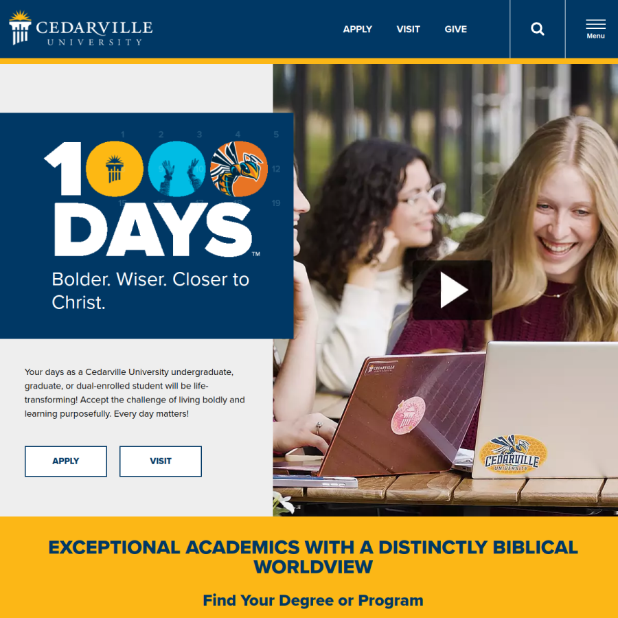 cedarville.edu homepage screenshot