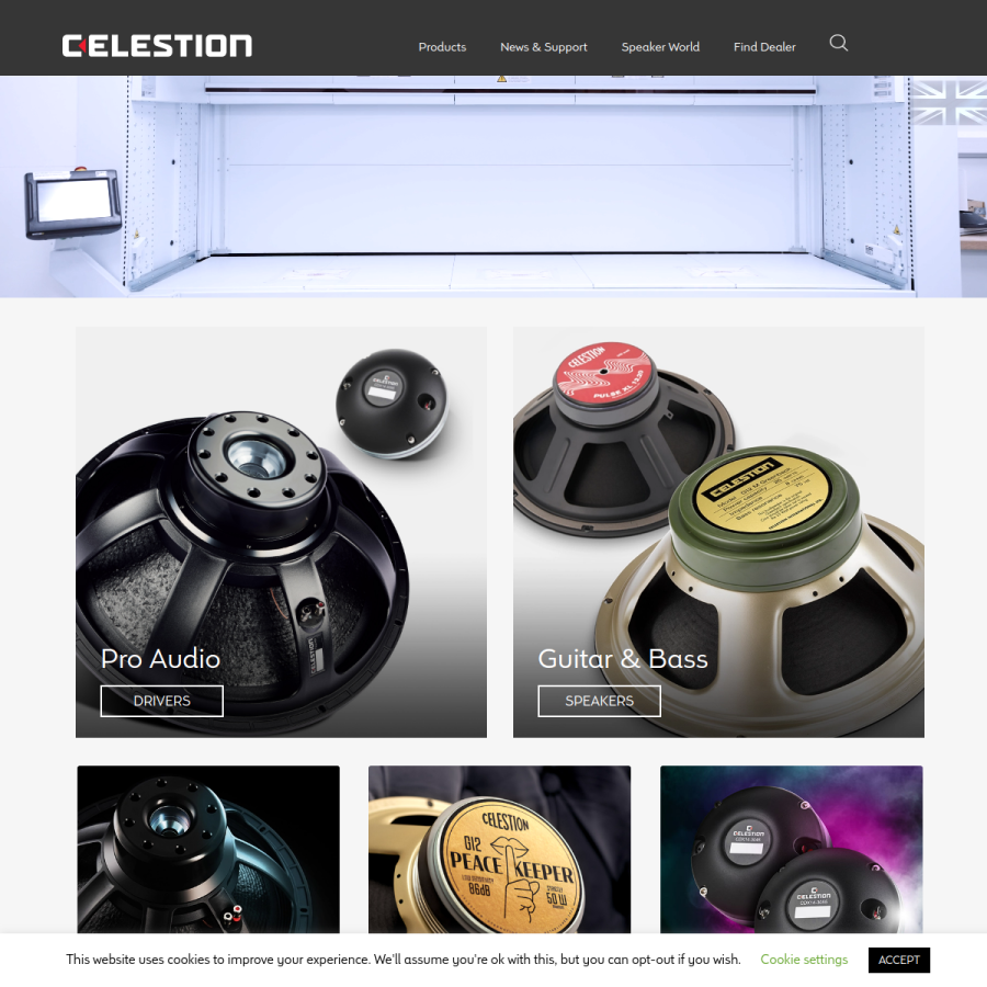 celestion.com homepage screenshot