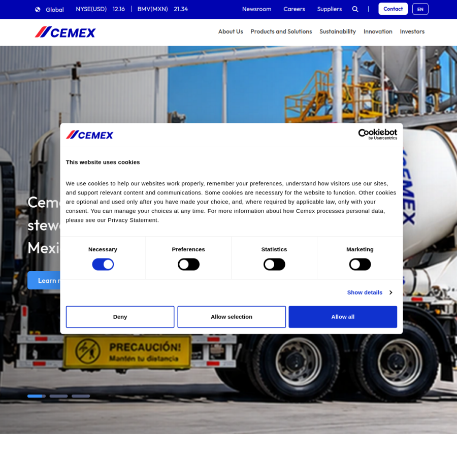 cemex.com homepage screenshot