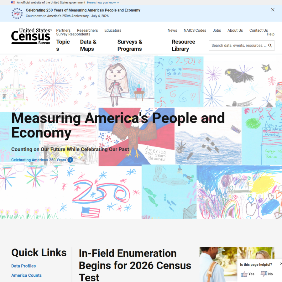 census.gov homepage screenshot