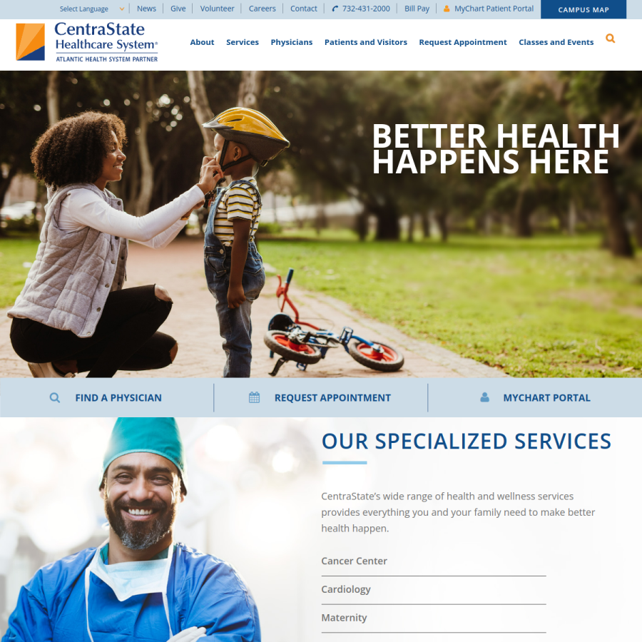 centrastate.com homepage screenshot