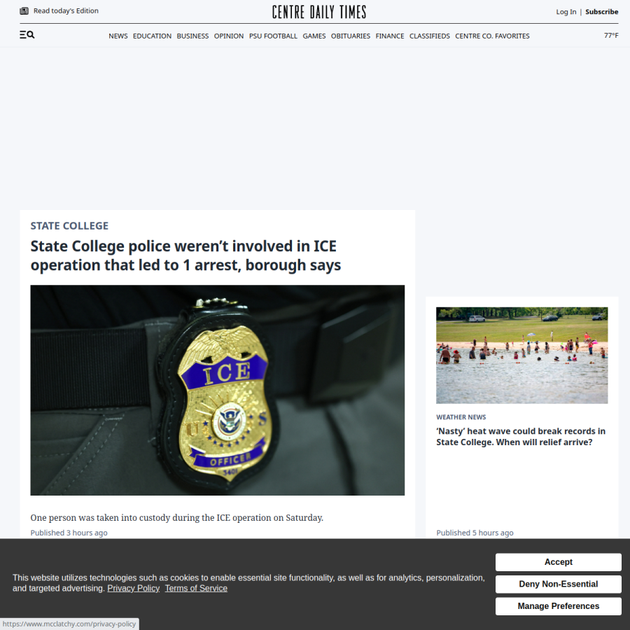 centredaily.com homepage screenshot