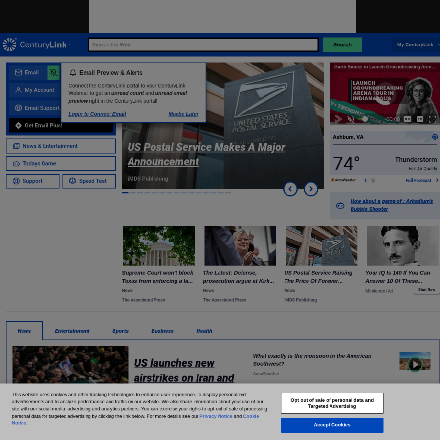 centurylink.net homepage screenshot