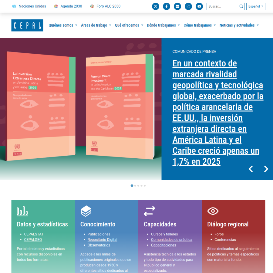 cepal.org homepage screenshot