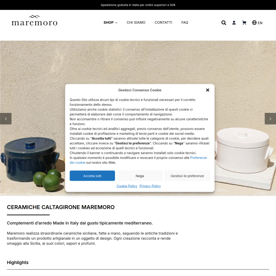 ceramichemaremoro.com homepage screenshot