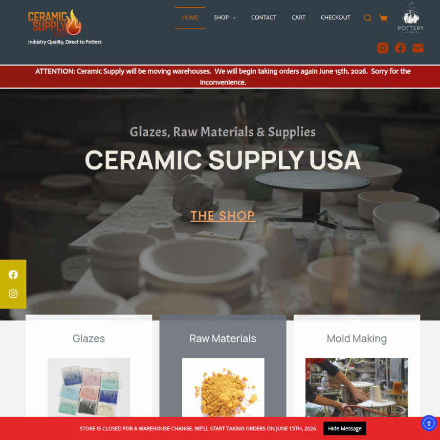 ceramicsupplyusa.com homepage screenshot
