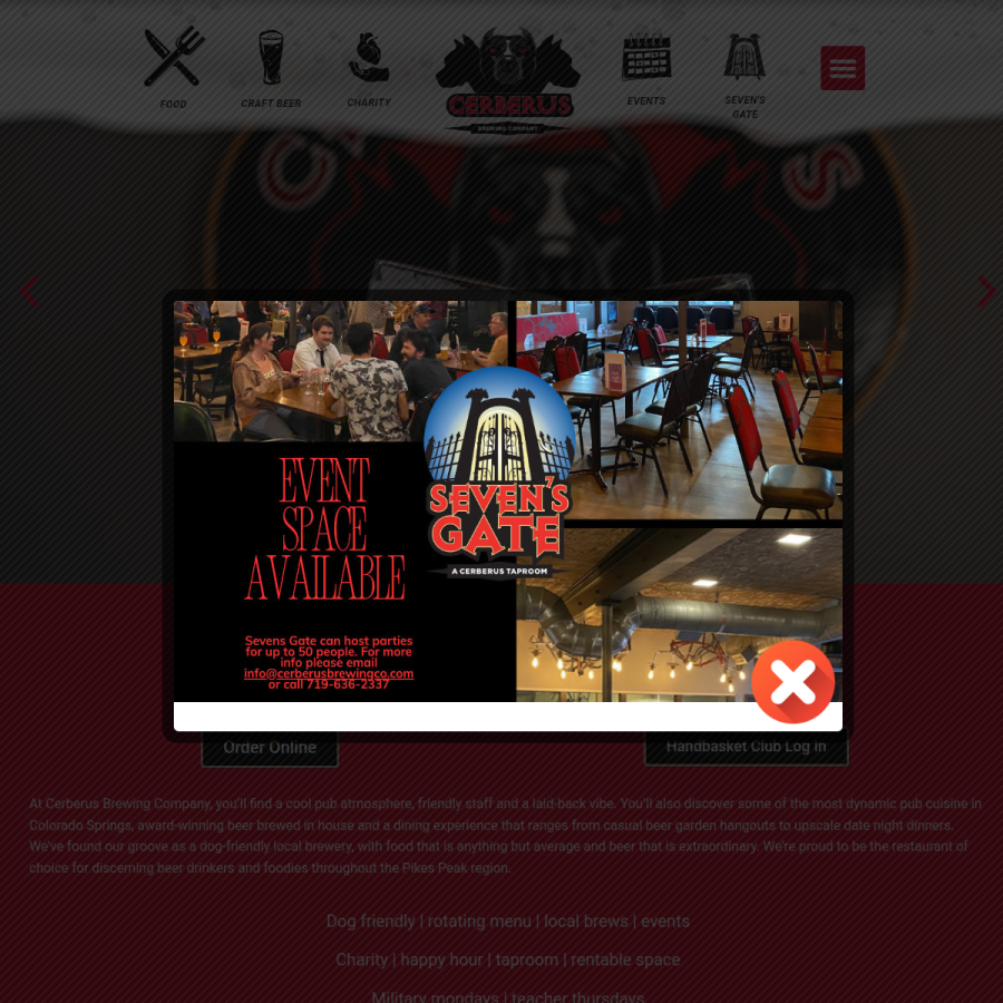 cerberusbrewingco.com homepage screenshot