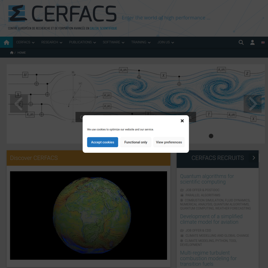 cerfacs.fr homepage screenshot