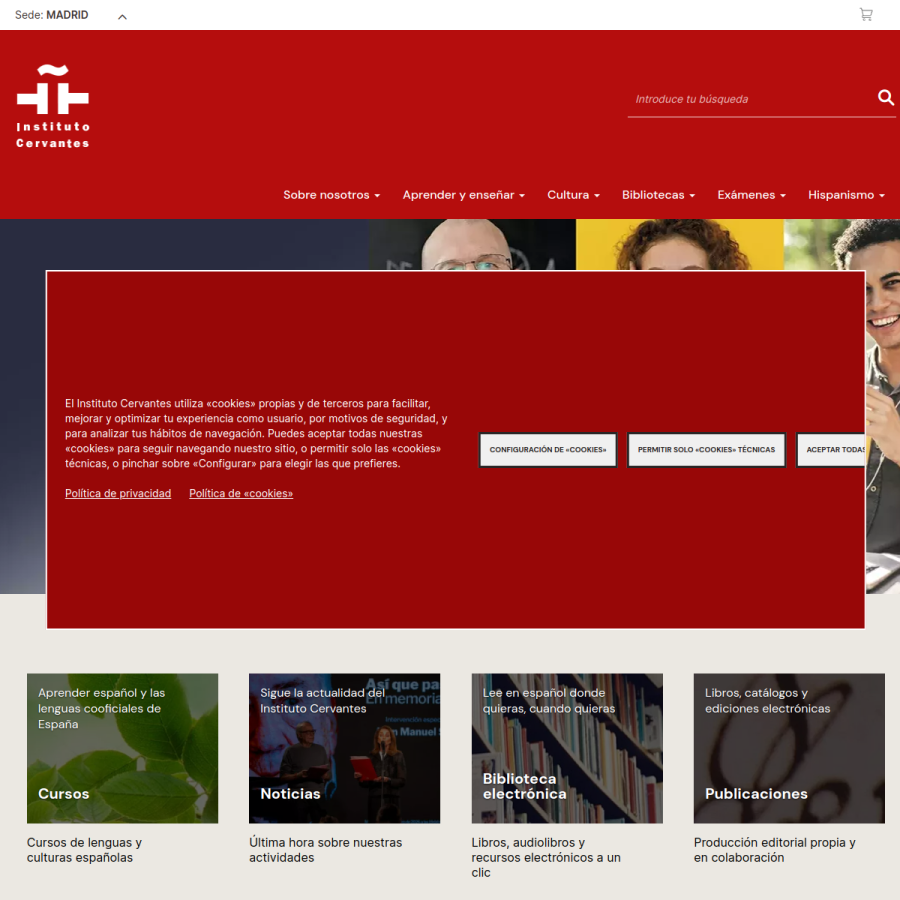 cervantes.es homepage screenshot