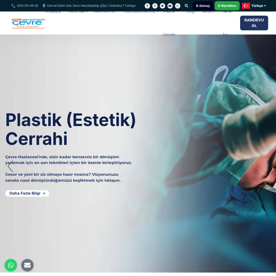cevrehastanesi.com.tr homepage screenshot