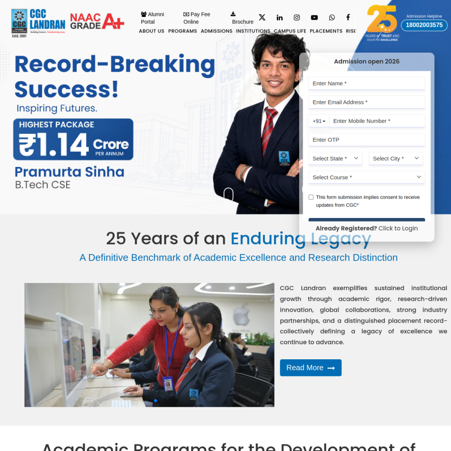 cgc.edu.in homepage screenshot