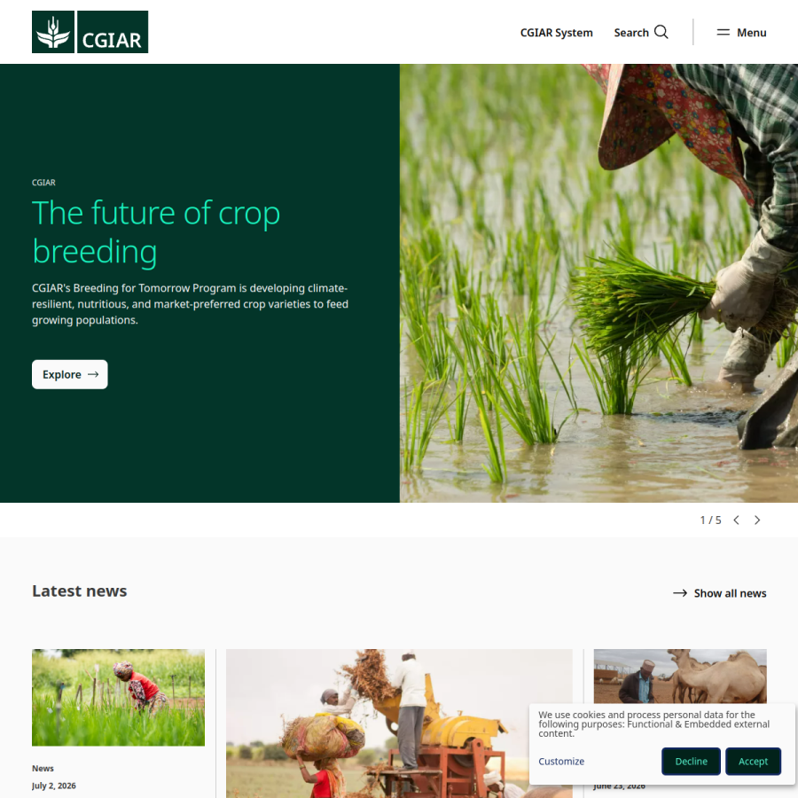 cgiar.org homepage screenshot