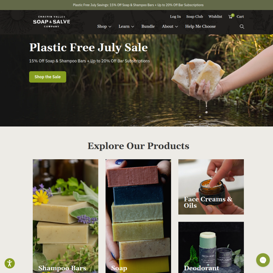 chagrinvalleysoapandsalve.com homepage screenshot